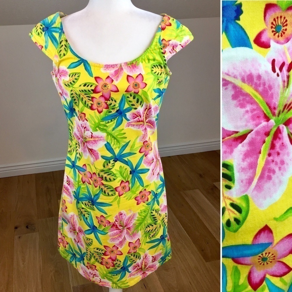 Tommy Hilfiger Yellow Floral Stretch Dress